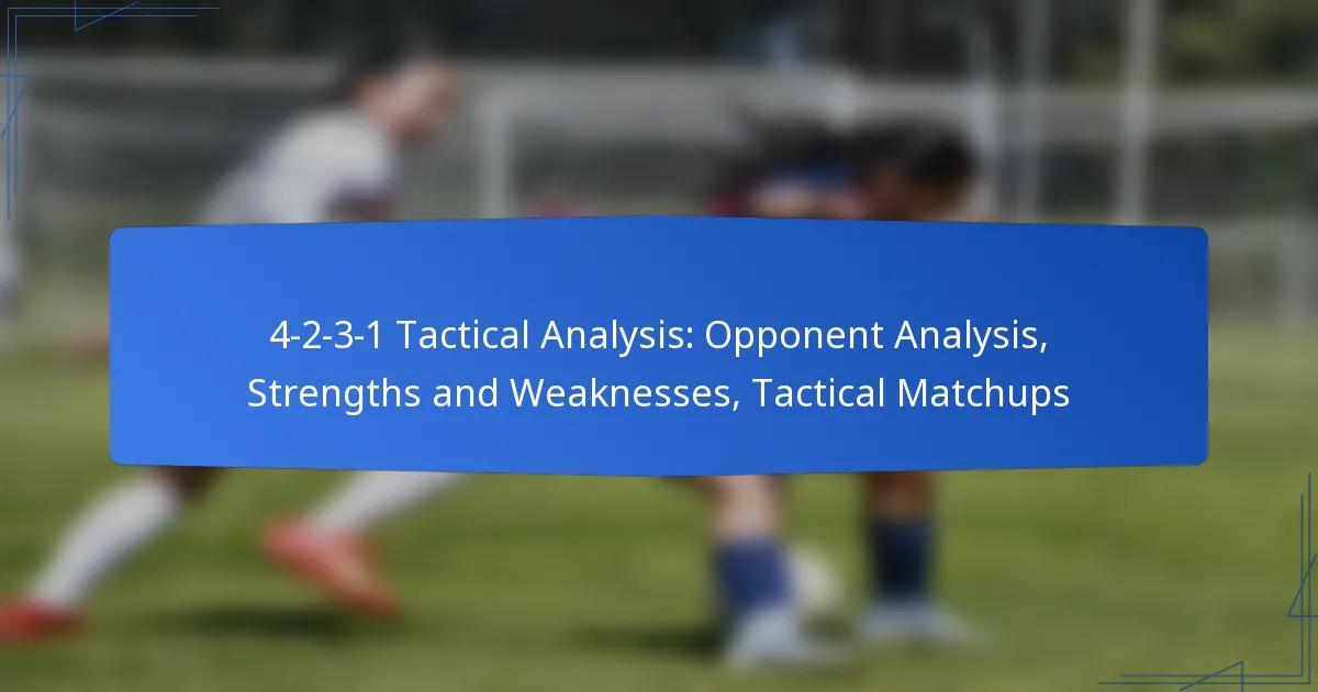 4-2-3-1 Tactical Analysis: Opponent Analysis, Strengths and Weaknesses, Tactical Matchups