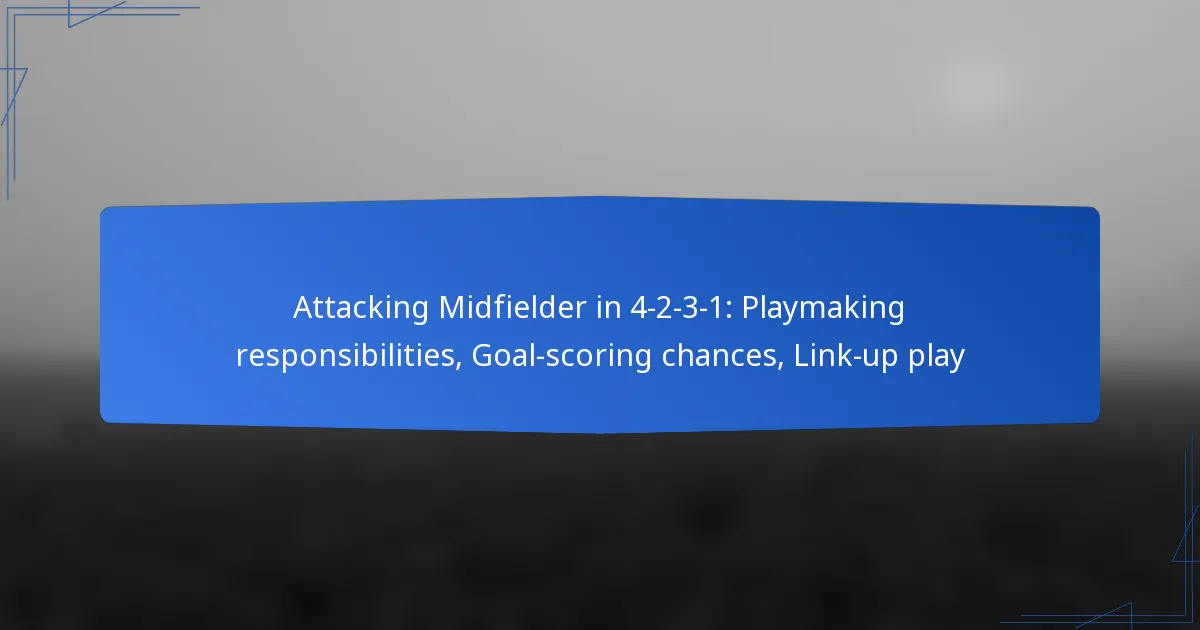 Attacking Midfielder in 4-2-3-1: Playmaking responsibilities, Goal-scoring chances, Link-up play