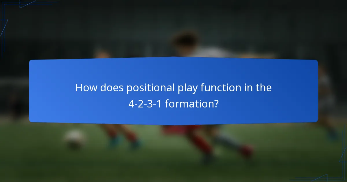 How does positional play function in the 4-2-3-1 formation?